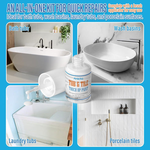 Specialty Tub and Tile Paint, High-Gloss White Quick-Dry Porcelain Paint for Tubs, Tiles, and Sinks