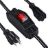 Outdoor Waterproof On/Off Switch Extension Cord, Heavy Duty 125v/250v Black SJTW Cord (1.5 Ft)