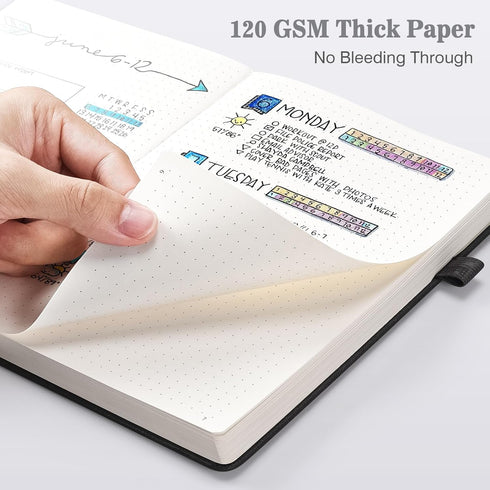 OMEYA Dotted Journal Notebook 3 Pack, A5 Hardcover Notebook with 120gsm Thick Dotted Paper, Leather Journals for Women, Men, Dot Grid Notebook Journal for Writing, Notebooks for Work, 5.75" × 8.38" by OMEYA