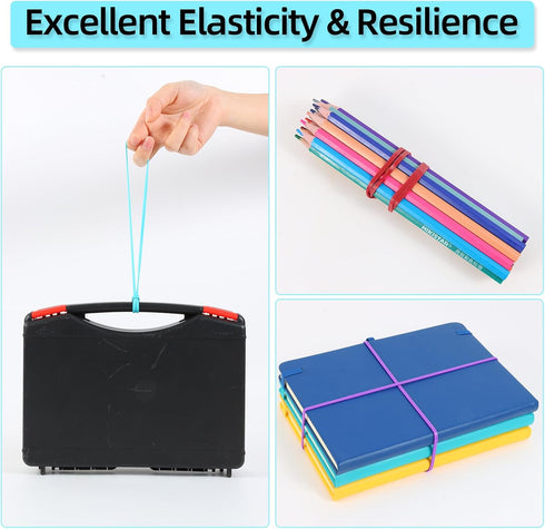 Large Rubber Bands, 120 Pcs Heavy Duty Rubber Bands, Premium Office Supplies, Assorted Colors, 7x1/8 Inches, Home and