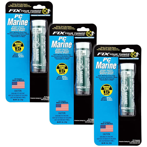 PC Products PC-Marine Epoxy Putty, 2 oz Stick, 3-Pack for Repairs