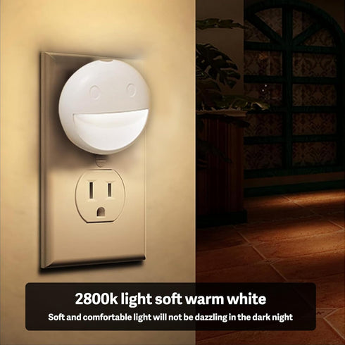 4 Pack 4800-5200K VAVOFO Plug in Night Light with Dusk to Dawn Sensor, Smiley Face LED Night Lights, Daylight White