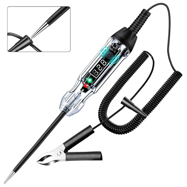 Upgraded Buzzer Automotive Test Light, DC 3-72V Heavy Duty Digital LED Circuit Tester with Voltmeter & Polarity