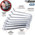 W1086 8Pc Offset Set Performance Tool Metric Box Wrench - Heavy-Duty Chrome Vanadium Steel Construction for Efficient