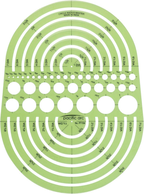 Pacific Arc Circles Radius Master Template Guide, 36 Perfect Circles from 1/2 Inch to 3 3/4 Inch Radius