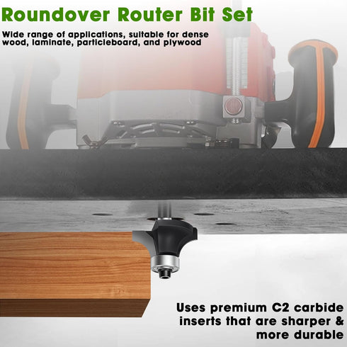 4PCS Set 1/8",1/4",3/16",5/16",Feanron 1/4 inch Set, Router Bits Router Bit ,Cutting Diameter in Black Shank Router Bit