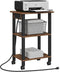 TUTOTAK 3 Tier Printer Stand, Rolling Printer Cart with Power Outlets and USB