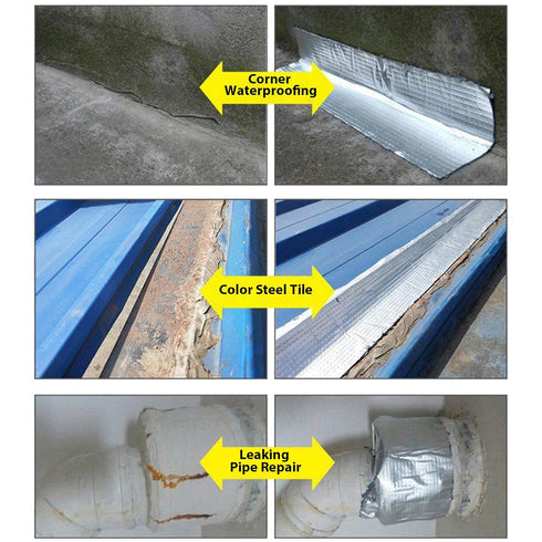 Super Waterproof Tape, 2" X 33', All Weather Metal Roof Butyl Rubber, UV-Resistant Leak Proof Aluminum Foil