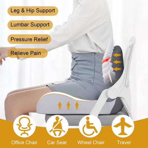 LEAQU Tailbone Memory Foam Office Chair Cushion, L-Shaped Integrated Seat Cushions, Chair Seat Cushion for Lower Back