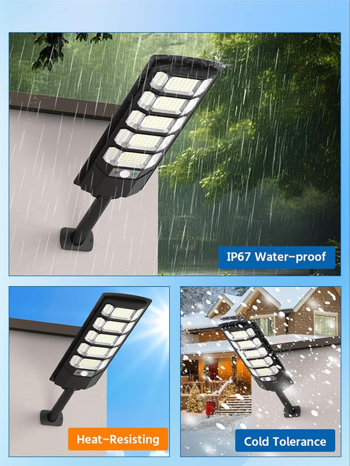 6500K IP67Waterfroof, 240PCS 5730LEDs Solar Street Light Outdoor Solar Flood Lights Outdoor Dusk to Dawn, Security