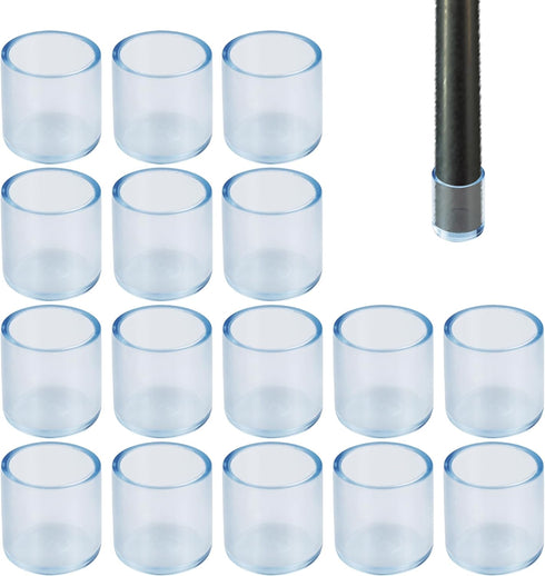 bociloy 16PCS 3/4Inch ID Transparent Chair Leg Caps, Silicone Round Furniture Table Feet
