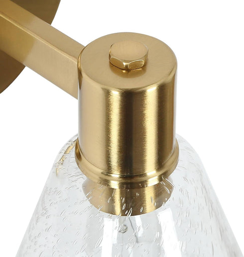 1-Light KSANA Gold Wall Sconce, Modern Bathroom Light Fixtures with Seeded Glass Shade, Brass Wall Sconce Light