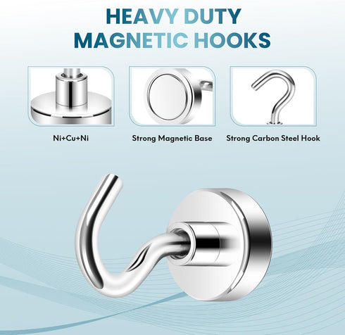 Neosmuk Heavy Duty Magnetic Hooks - 30lb+ Magnetic Hooks for Cruise Cabins, Refrigerators, Grills, and Travel