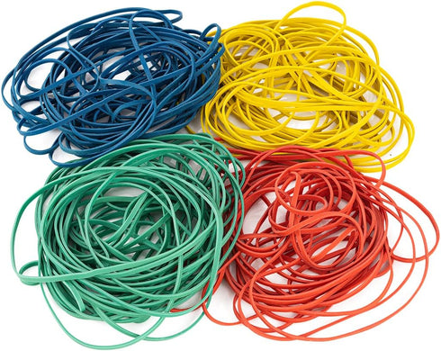 Large Heavy Duty Rubber Bands 1/2 LB (About 120 Rubberbands) - Made in USA, 4 Assorted Colors