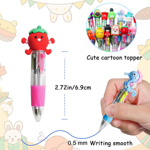 Fun Pens for Kids Multicolor Pen in One, 4-in-1 Cute Pens Bulk Kawaii Pens Mini Pens Ballpoint Pens Party Favors for Kids Birthday Gifts Classroom Prizes, 16Pcs