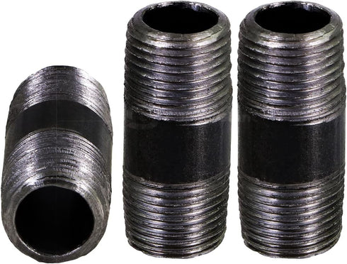 OQCM1820 Pre Cut Black 1/8" x 2" Industrial Steel Nipple, Connectors for Vintage Furniture
