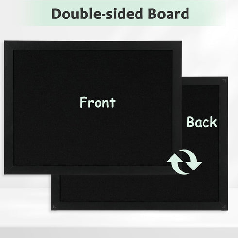 Black Cork Board with Linen Double-Sided, 16''X 12'' Wall Mounted Bulletin Board for Office Home School