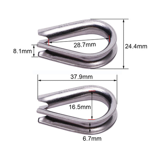 Penta Angel M6 304 Stainless Steel 7/32" - 1/4" Diameter Wire Rope Cable Thimbles, 20PCS (M6)