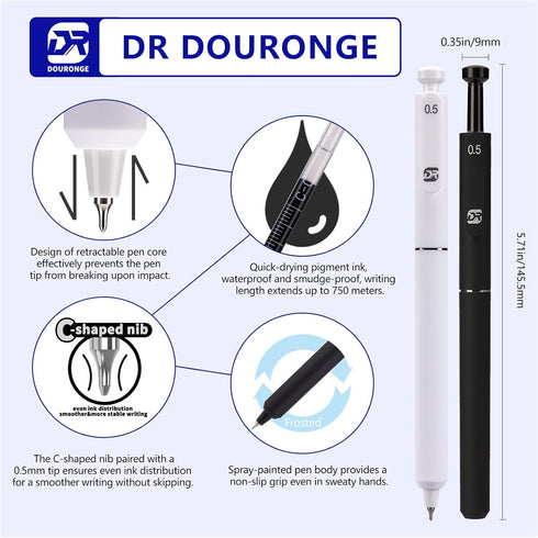 Gel Pens, 0.5 mm 12 Pcs Quick-Dry Black Ink Pens, Fine Point, Smooth Writing Pens, Ballpoint Pens for Journaling, Ink Not Skip, Cute Aesthetic Office and School Supplies, Gifts for Women by DR DOURONGE