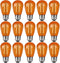 15 Pack S14 LED Orange Replacement Bulbs, 2W, E26 Base, Shatterproof Decorative for Outdoor Patio