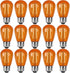 15 Pack S14 LED Orange Replacement Bulbs, 2W, E26 Base, Shatterproof Decorative for Outdoor Patio