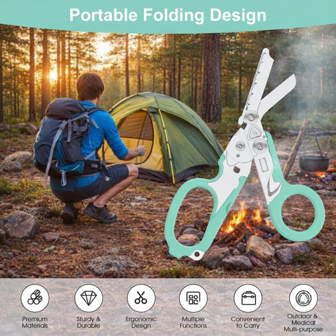 SUVIVISUN 6-in-1 Foldable Multi-Tool, Stainless Steel Trauma Shears with Holster for EMT, Outdoor Camping & Daily