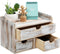 ZHWS Rustic Distressed White 3-Tier Wood Desk Organizer, Mini Desk Storage Shelf with 3 Drawers for Office Supplies