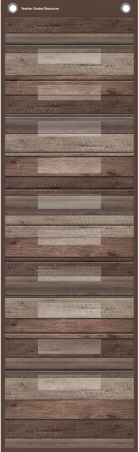 Teacher Created Resources Dark Wood 10 Pocket File Storage Pocket Chart (14" x 58")