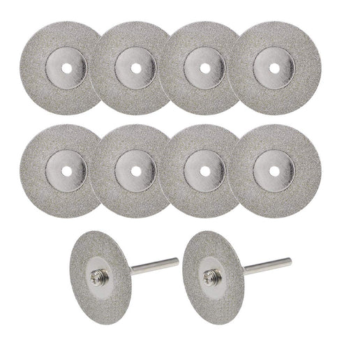 uxcell 10 Pcs Diamond Cutting Wheels, 30mm Cut Off Wheel with 2 Pcs Mandrels for Rotary Tool