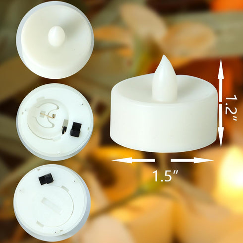 24 Pack CANDLE CHOICE Battery Operated Flameless Tea Lights Bright Flickering LED Tealight Candles for Wedding Table