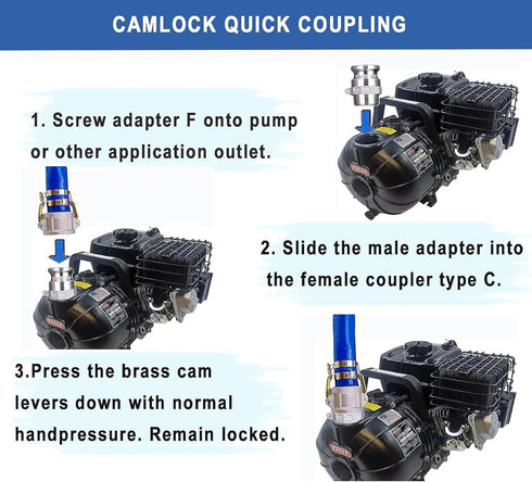 EASTRANS Aluminum 1.5" Camlock Fittings Type F, 2 PCS Cam and Groove Hose Coupling