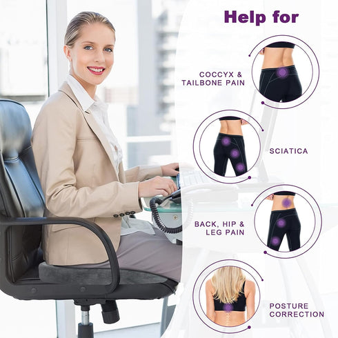 AROVAXCJC Gel Memory Foam Seat Cushion: Ergonomic Orthopedic Wedge Cushions for Relief Back Lumbar Spine Coccyx