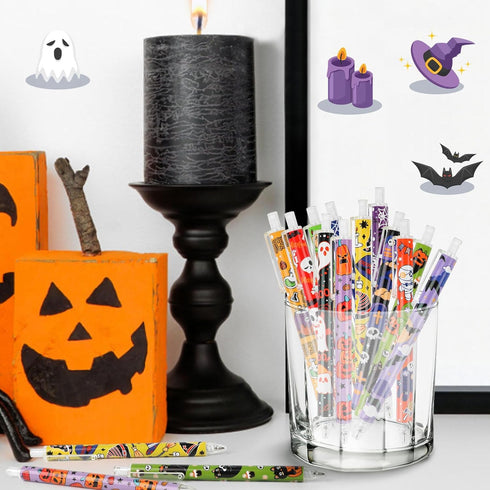 CCINEE 36 Pcs Halloween Ballpoint Pen, Cute Cartoon Gel Ink Pen Bulk for Kids, Retractable Black Ink for Office