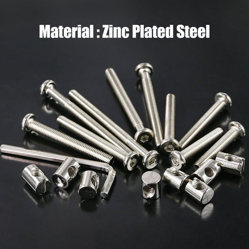 Swpeet 100Pcs M6 40/50/60/70/80mm 1 Crib Hardware Screws, Nicked Plated Hex Socket Head Cap Crib Baby Bed Bolt