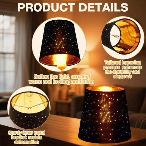 3 Set Bulbs Riakrum Pcs Chandelier Lamp Shades Small Lamp Shade for Pendant Wall Ceiling Lights Candle Clip on Fitter