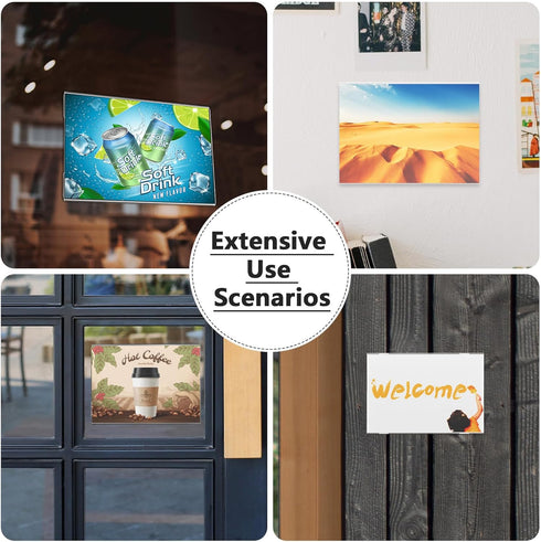 MaxGear Acrylic Sign Holder 4x6, Clear Plastic Wall Mount Sign Holder with Double Sided Tape, Document Holder for Home,