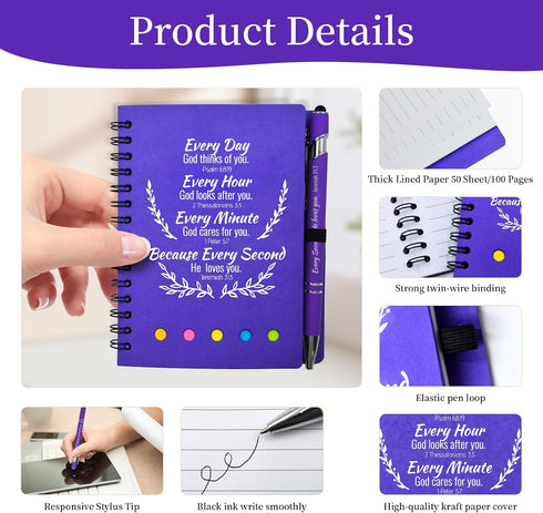 Tarevaniwa 60 30 Set Pcs Bulk Fathers Day Christian Gifts Prayer Journal for Woman - Religious Notepad with Christian