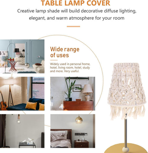 Woven Macrame Table Lampshade - Bohemian Decor for Home Lighting