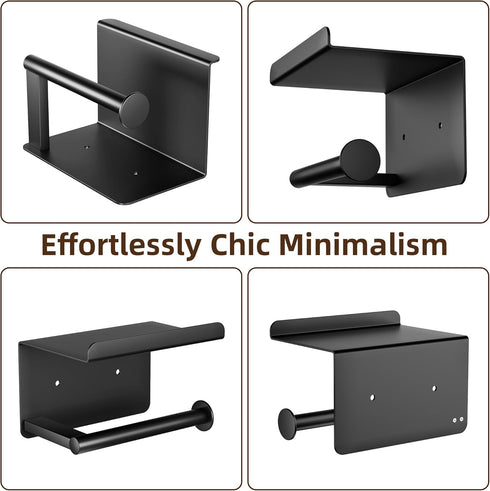 Wall Mounted Toilet Paper Holder with Phone Shelf, Adhesive Toilet Paper Roll Holder, Rustproof Bathroom Tissue Roll