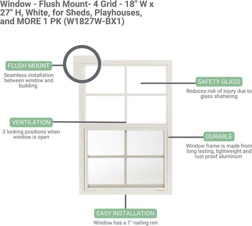 18x27 (1-Pack) Shed Windows | Sliding Windows with Tempered Glass & Screens | Flush Mount, Brown Aluminum Frames
