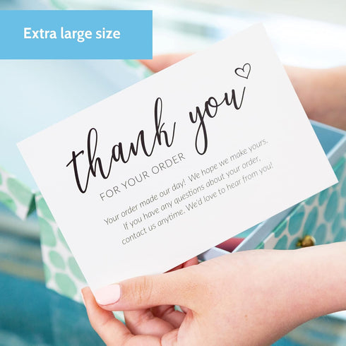 T MARIE 50 Extra Large 4x6 Thank You Cards for Small Business Supplies, Thanks For Your Order