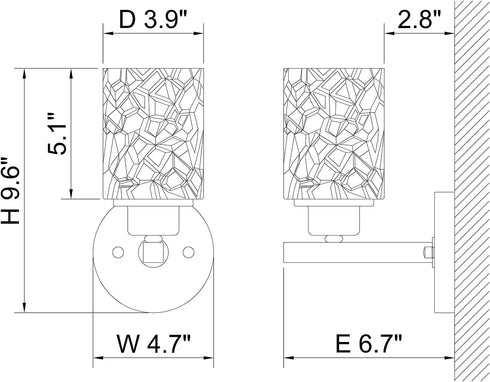 AL9082-W1 ALICE HOUSE Brushed Nickel Wall Sconce, Farmhouse Bathroom Wall Lamp, Modern Wall Lighting for Living Room