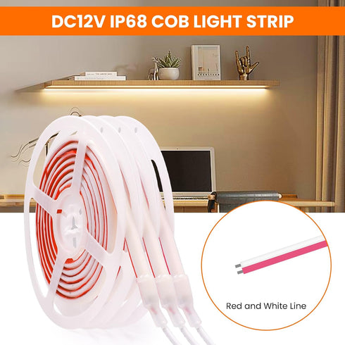 12V 320Leds/M IP68 Included),0.5M,White KISUFU COB LED Strip Light Neon Light Strip Waterproof Flexible LED Lights
