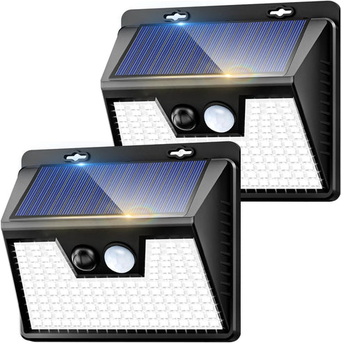 kolpop Solar Lights Outdoor 2 Pack, 140LED/3 Modes Motion Sensor Wall Lights