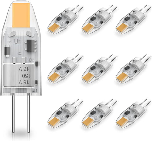 YUIIP G4 LED Bulbs Bi-Pin Base Lights, 1.2W AC/DC 12V, 10 Pack Warm White G4 Light Bulb