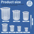 Twdrer 7 Sizes Plastic Beaker Set, Clear Measuring Graduated Liquid Container Beakers with 20 PCS Plastic Droppers