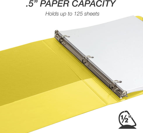 Samsill Durable 0.5 Inch D Ring Binder, Customizable Clear View Binder, Yellow, Made in the USA