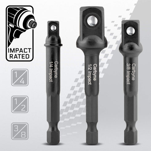 CARBYNE Impact Grade Socket Adapter Set, 3 Piece 3 Extension Bits for Drill Driver