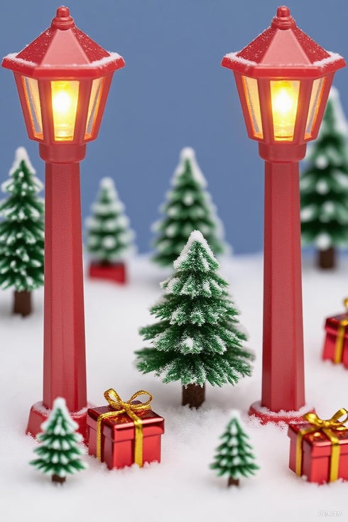 BILIJIN 4) Mini Miniature Street Light Model, Railway Train Post Lamps, Black Lamp Outdoor Pathway Lantern Post