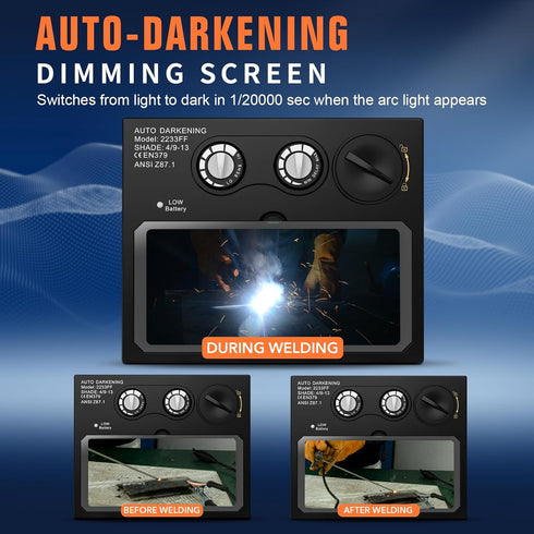 2 4/9-13 Dimming 4.33x3.54in TRQWH Welding Lens - Solar Auto Darkening Welding Helmet Lens True Color Technology